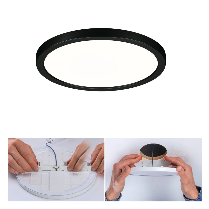 Paulmann 79965 - LED/13W IP44 ściemnialna wpuszczana oprawa sufitowa do łazienki AREO 230V śr. 17,5 cm czarna