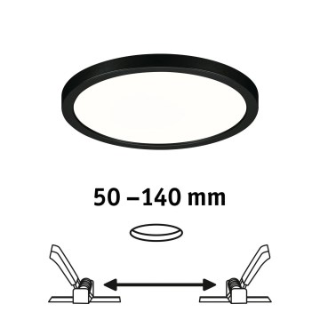 Paulmann 79965 - LED/13W IP44 ściemnialna wpuszczana oprawa sufitowa do łazienki AREO 230V śr. 17,5 cm czarna