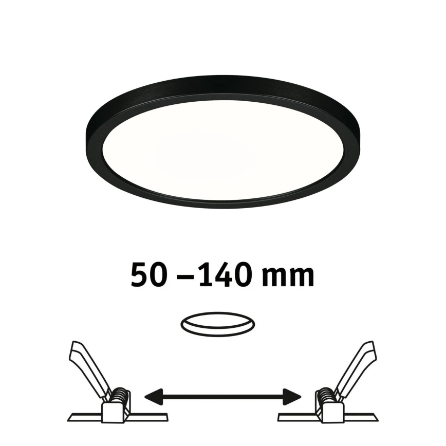Paulmann 79965 - LED/13W IP44 ściemnialna wpuszczana oprawa sufitowa do łazienki AREO 230V śr. 17,5 cm czarna