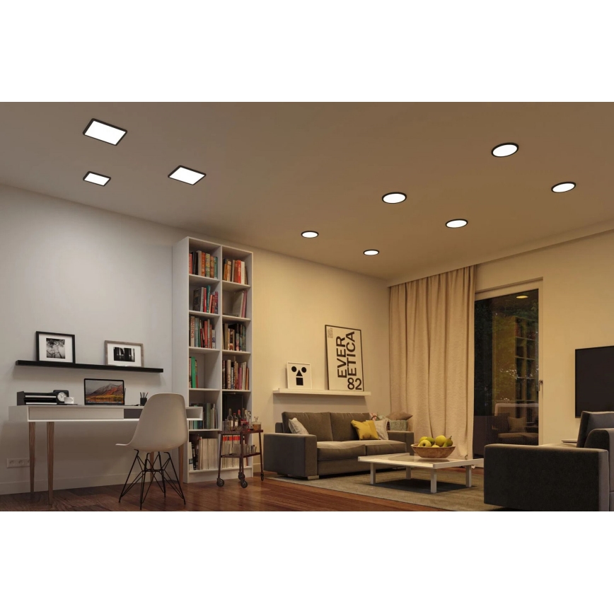 Paulmann 79967 - LED/16W IP44 ściemnialna wpuszczana oprawa sufitowa do łazienki AREO 230V 23x23 cm czarna