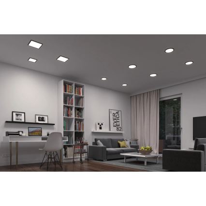 Paulmann 79967 - LED/16W IP44 ściemnialna wpuszczana oprawa sufitowa do łazienki AREO 230V 23x23 cm czarna