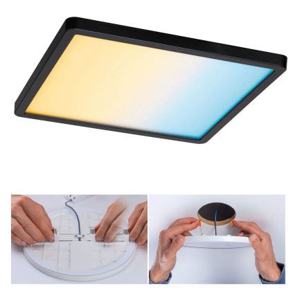 Paulmann 79967 - LED/16W IP44 ściemnialna wpuszczana oprawa sufitowa do łazienki AREO 230V 23x23 cm czarna