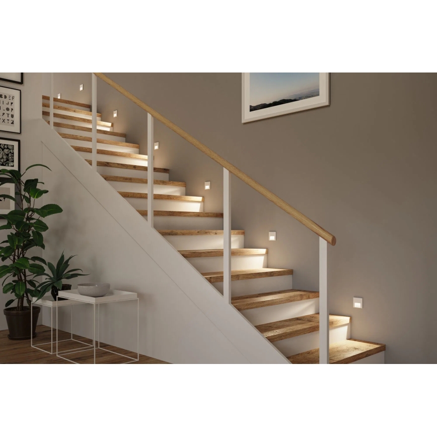 Paulmann 80002 - LED/1W Oświetlenie schodowe z czujnikiem TSARO 230V Lead/białe