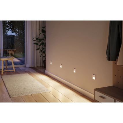 Paulmann 80002 - LED/1W Oświetlenie schodowe z czujnikiem TSARO 230V Lead/białe