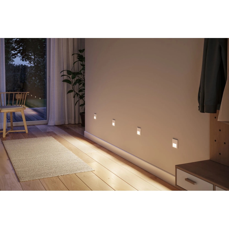 Paulmann 80002 - LED/1W Oświetlenie schodowe z czujnikiem TSARO 230V Lead/białe