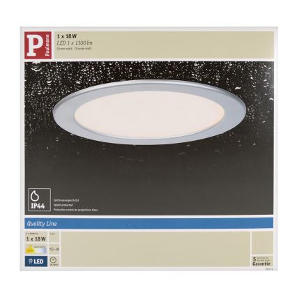 Paulmann 92075 - LED/18W IP44 Łazienkowa oprawa wpuszczana QUALITY LINE 230V