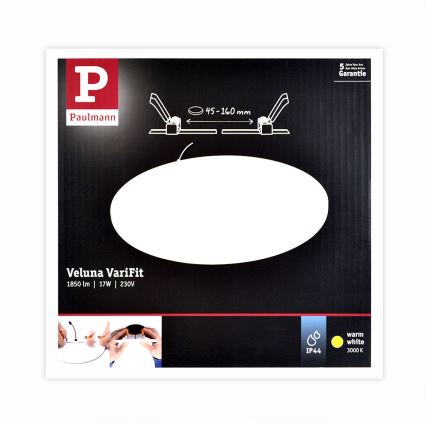 Paulmann 92389 - LED/17W IP44 Oprawa wpuszczana łazienkowa VARIFIT 230V