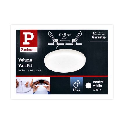 Paulmann 92390 - LED/4,5W IP44 Oprawa wpuszczana łazienkowa VARIFIT 230V