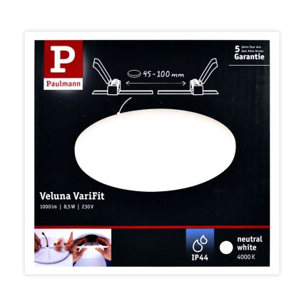 Paulmann 92391 - LED/8,5W IP44 Oprawa łazienkowa wpuszczana VARIFIT 230V