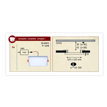 Paulmann 92397 - LED/8,5W IP44 Łazienkowa oprawa wpuszczana VARIFIT 230V