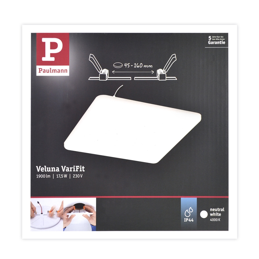 Paulmann 92398 - LED/17,5W IP44 Łazienkowa oprawa wpuszczna VARIFIT 230V