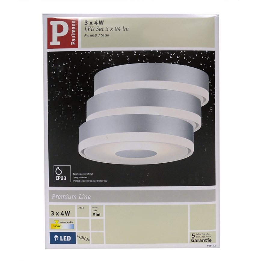 Paulmann 92542 - SET 3x LED Oprawa wpuszczana PREMIUM LINE 3xLED/4W/230V/12V