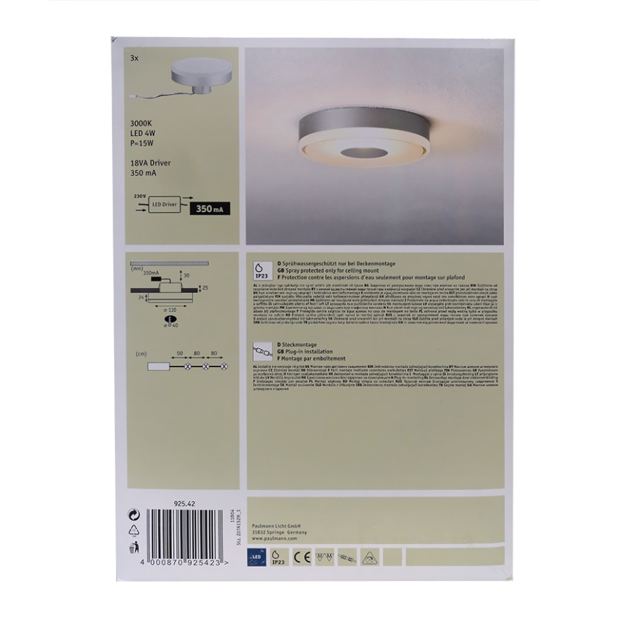 Paulmann 92542 - SET 3x LED Oprawa wpuszczana PREMIUM LINE 3xLED/4W/230V/12V