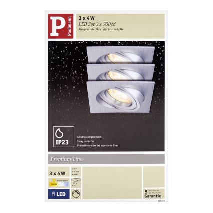 Paulmann 92619 - SET 3x LED Oprawa wpuszczana PREMIUM LINE 3xGU10-LED/4W/230V