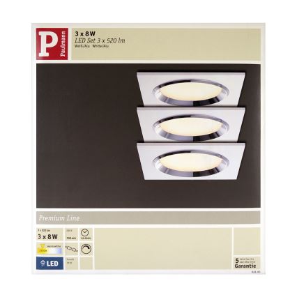 Paulmann 92695 - ZESTAW 3x LED Oprawa wpuszczana DICE 3xLED/8W/230V