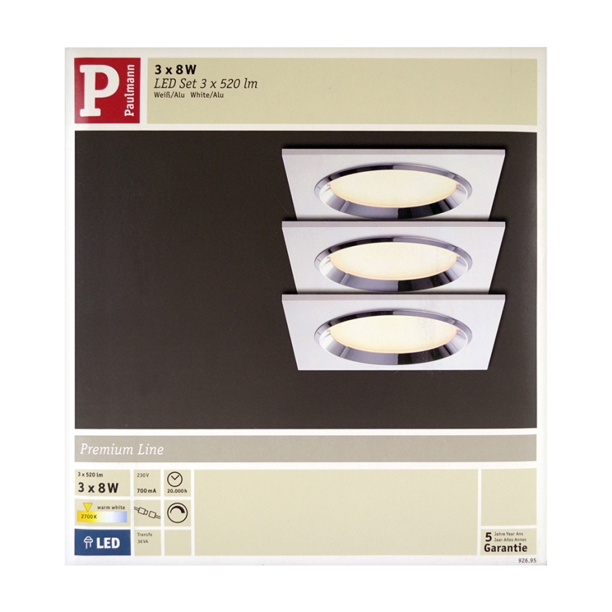 Paulmann 92695 - ZESTAW 3x LED Oprawa wpuszczana DICE 3xLED/8W/230V