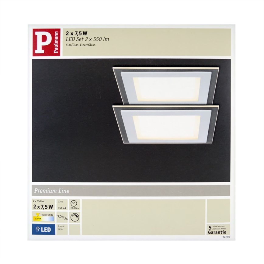 Paulmann 92706 - ZESTAW 2xLED Oprawa wpuszczana DECODICE 2xLED/7,5W/230V