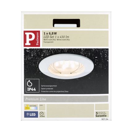 Paulmann 92754 - LED/6,8W IP44 Łazienkowa oprawa wpuszczana COIN 230V