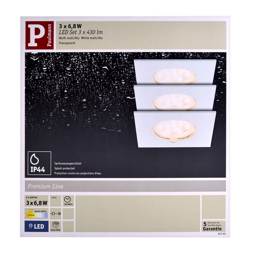 Paulmann 92760 - ZESTAW 3X LED Oprawa wpuszczana COIN LED/6,8W/230V biały