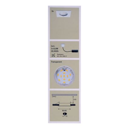Paulmann 92760 - ZESTAW 3X LED Oprawa wpuszczana COIN LED/6,8W/230V biały
