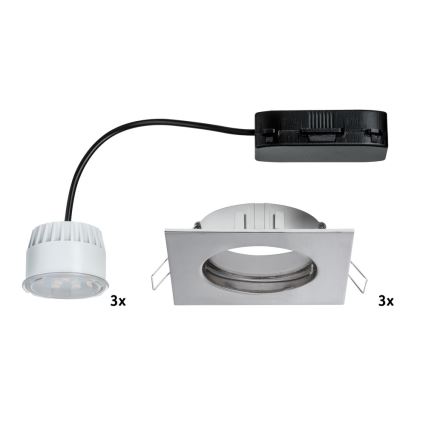 Paulmann 92762 - ZESTAW 3x LED Łazienkowa oprawa wpuszczana COIN 3xLED/6,8W/230V