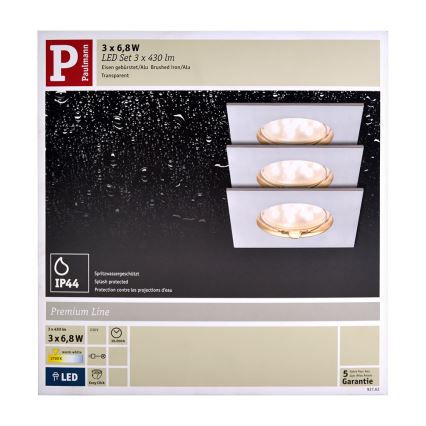 Paulmann 92762 - ZESTAW 3x LED Łazienkowa oprawa wpuszczana COIN 3xLED/6,8W/230V