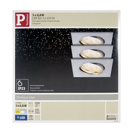 Paulmann 92773 - ZESTAW 3x LED/6,8W Łazienkowa oprawa wpuszczana COIN 230V