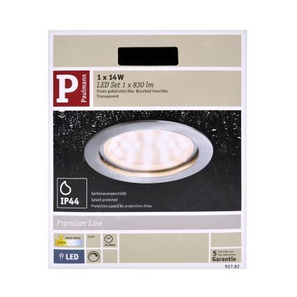 Paulmann 92782 - LED/14W IP44 Ściemniane wpuszczane oświetlenie łazienkowe COIN 230V