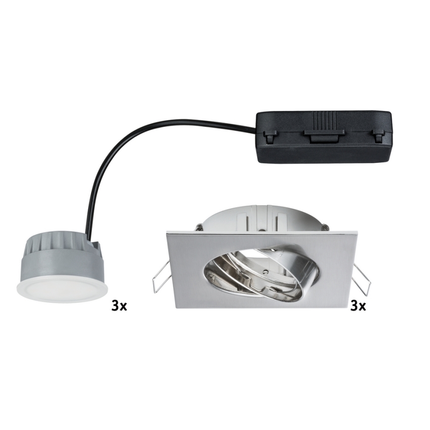 Paulmann 92841 - ZESTAW 3x LED Łazienkowa oprawa wpuszczana COIN 3xLED/7W/2360V