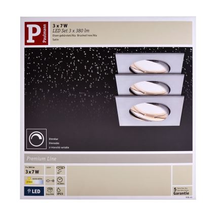 Paulmann 92841 - ZESTAW 3x LED Łazienkowa oprawa wpuszczana COIN 3xLED/7W/2360V