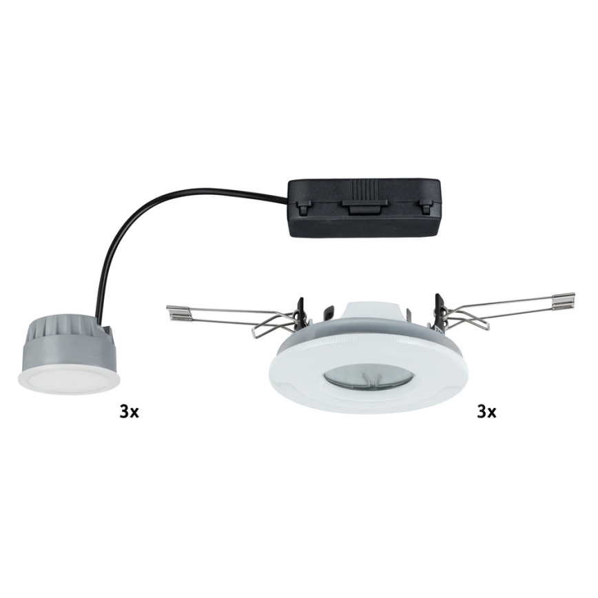 Paulmann 92847 - ZESTAW 3x LED Łazienkowa oprawa wpuszczana COIN 3xLED/7W/230V