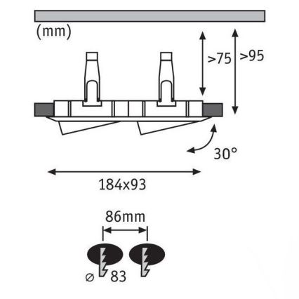 Paulmann 92901 - 2xLED-GU10/7W IP65 Łazienkowa oprawa wpuszczana NOVA 230V