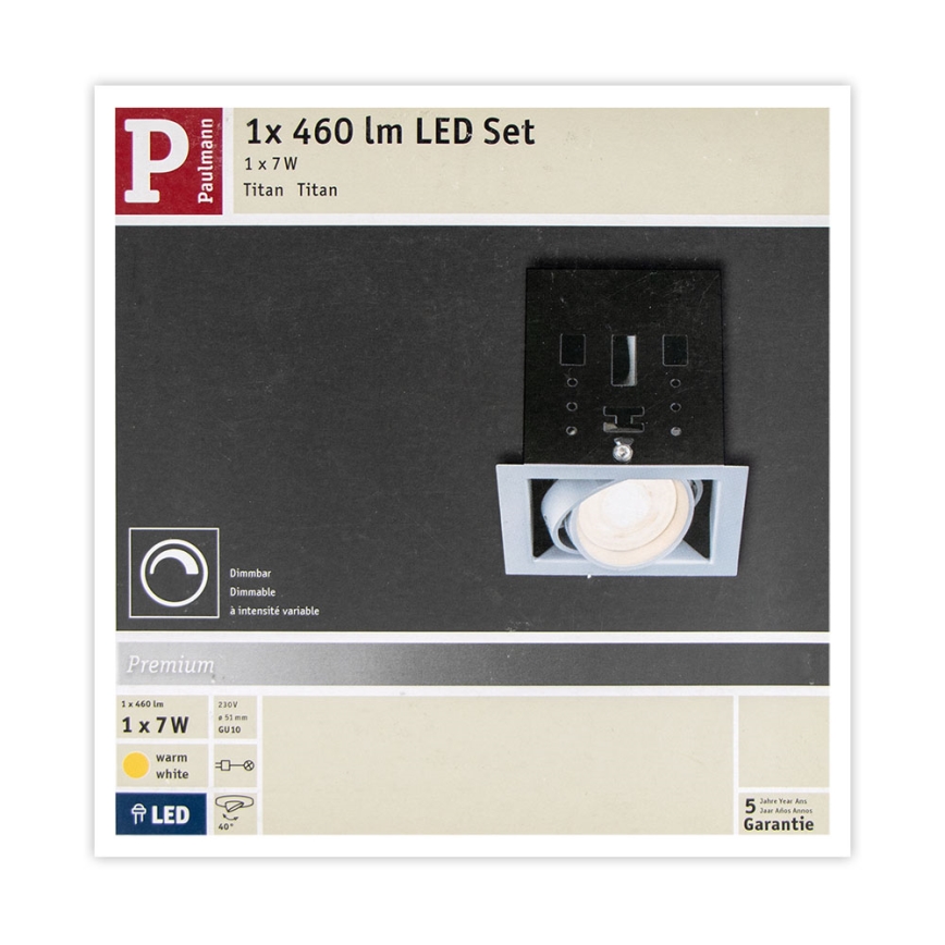 Paulmann 92905 - LED-GU10/7W Ściemnialna Oprawa wpuszczana CARDANO 230V