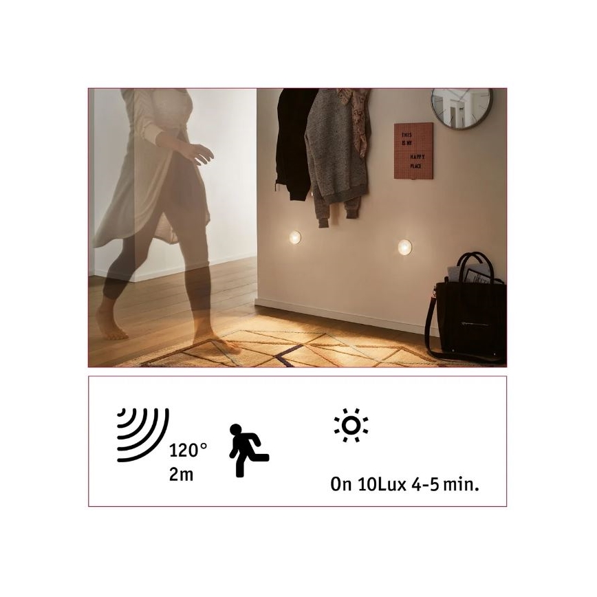 Paulmann 92925 - LED/2,7W Oświetlenie schodowe z czujnikiem WAND 230V 2700K