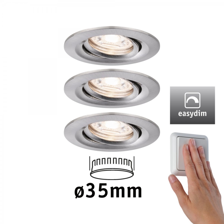 Paulmann 92973 - ZESTAW 3xLED/4,2W IP23 Ściemnialne oświetlenie łazienkowe COIN 230V