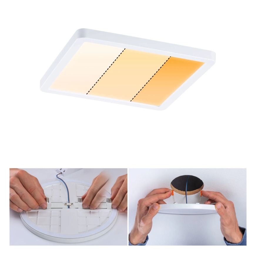 Paulmann 92993 - LED/13W IP44 Wpuszczana oprawa sufitowa do łazienki AREO 230V 2000/3000/4000K 17,5x17,5 cm biała
