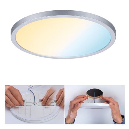 Paulmann 93046 - LED/16W IP44 ściemnialna łazienkowa oprawa wpuszczana AREO 230V 3000-6500K śr. 23 cm matowy chrom