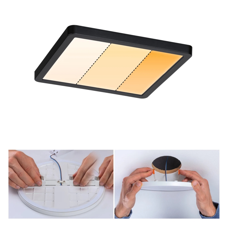 Paulmann 93101 - LED/13W IP44 Oprawa wpuszczana do łazienki AREO 230V 2000/3000/4000K 17,5x17,5 cm czarna