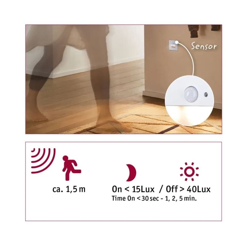 Paulmann 93133 - LED/1,2W Oświetlenie schodowe z czujnikiem EDGE 230V białe