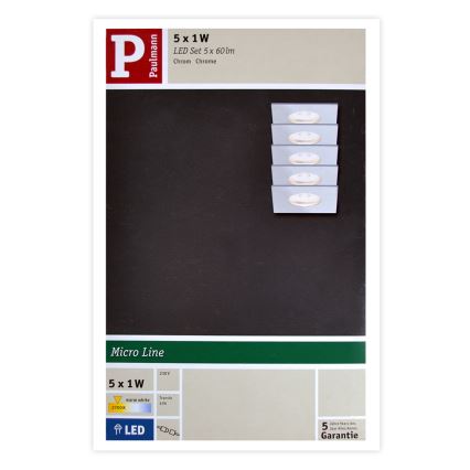 Paulmann 93550 - SET 5x LED/1W Oświetlenie szafy MICRO LINE MINI 230V