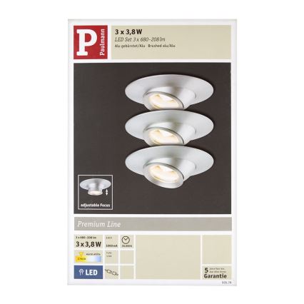 Paulmann 93579 - ZESTAW 3xLED Oprawa wpuszczana 3xLED/3,8W/230/12V