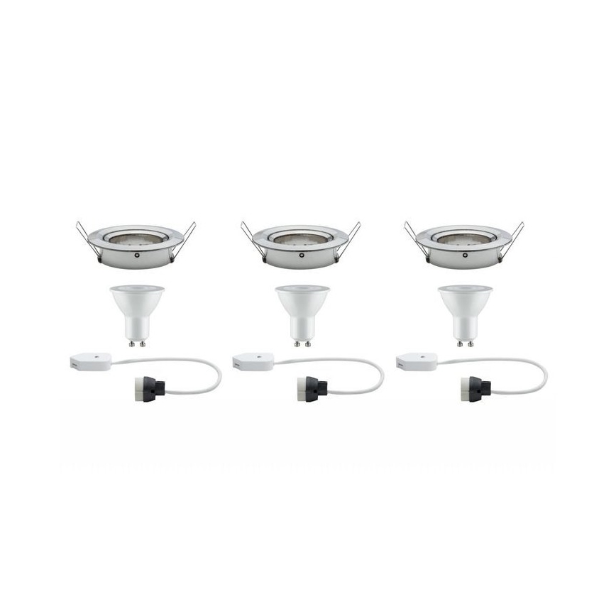 Paulmann 93607 - ZESTAW 3x LED GU10/7W IP23 Ściemnialne oświetlenie łazienkowe NOVA 230V