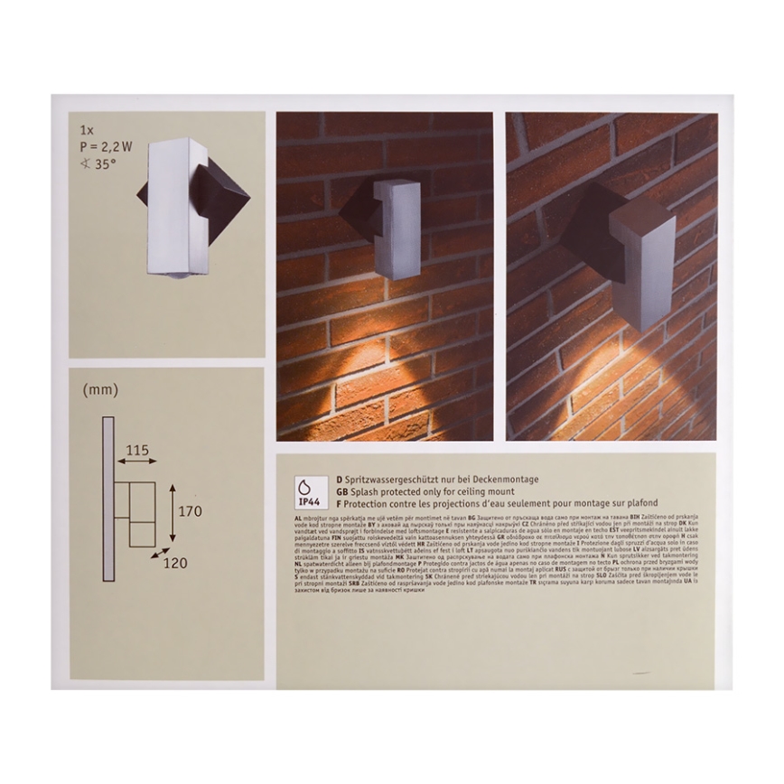 Paulmann 93795 -LED Kinkiet zewnętrzny FLAME LED/1W/230V