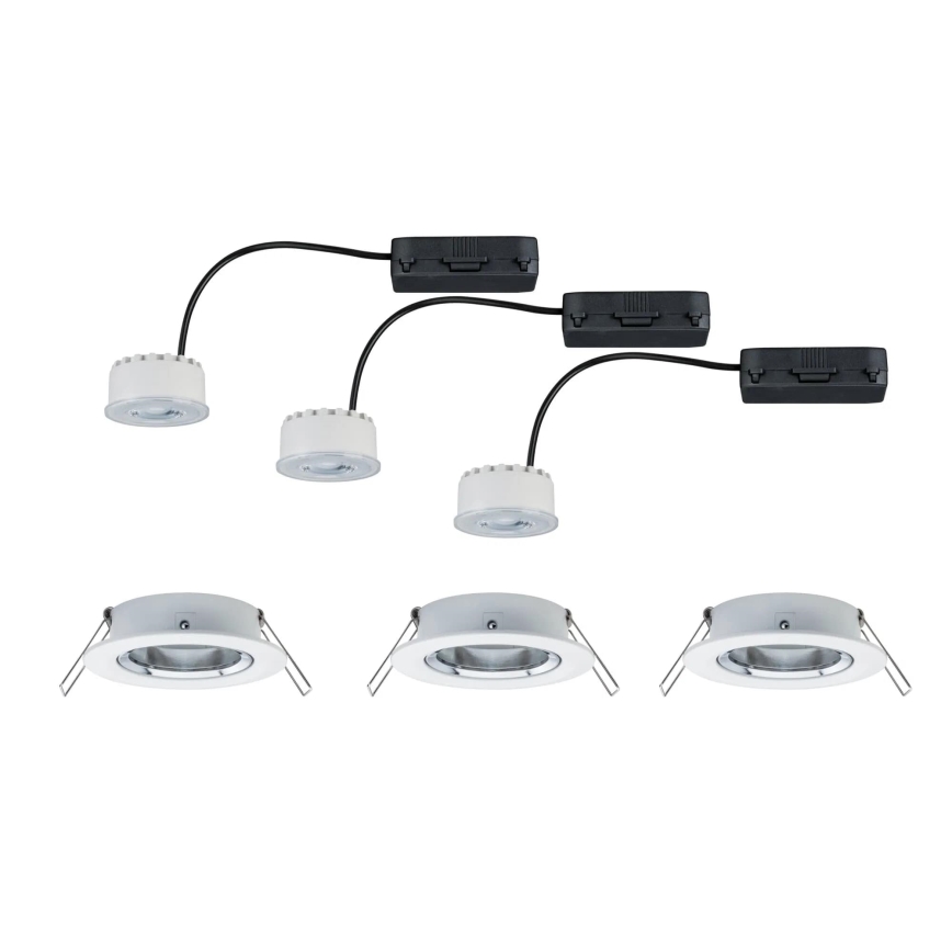 Paulmann 93942 - ZESTAW 3xLED/6,8W IP23 Ściemnialna łazienkowa oprawa wpuszczana COIN 230V