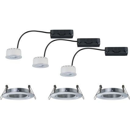 Paulmann 93943 - ZESTAW 3xLED/6,8W IP23 ŚCIEMNIALNE WPUSZCZANE OPRAWY SUFITOWE DO ŁAZIENKI COIN 230V