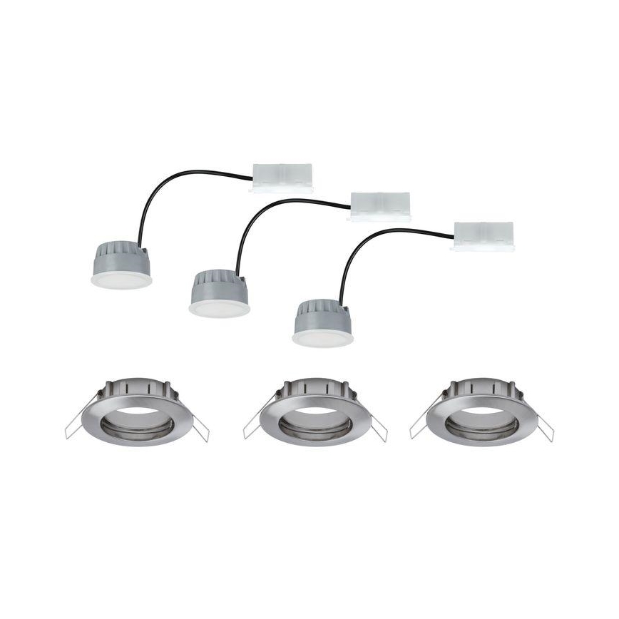 Paulmann 93958 - ZESTAW 3x LED/6,8W IP44 Ściemnialna łazienkowa oprawa wpuszczana COIN 230V