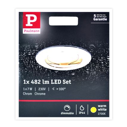 Paulmann 93959 - LED/7W IP44 Ściemnialne oświetlenie łazienkowe COIN 230V