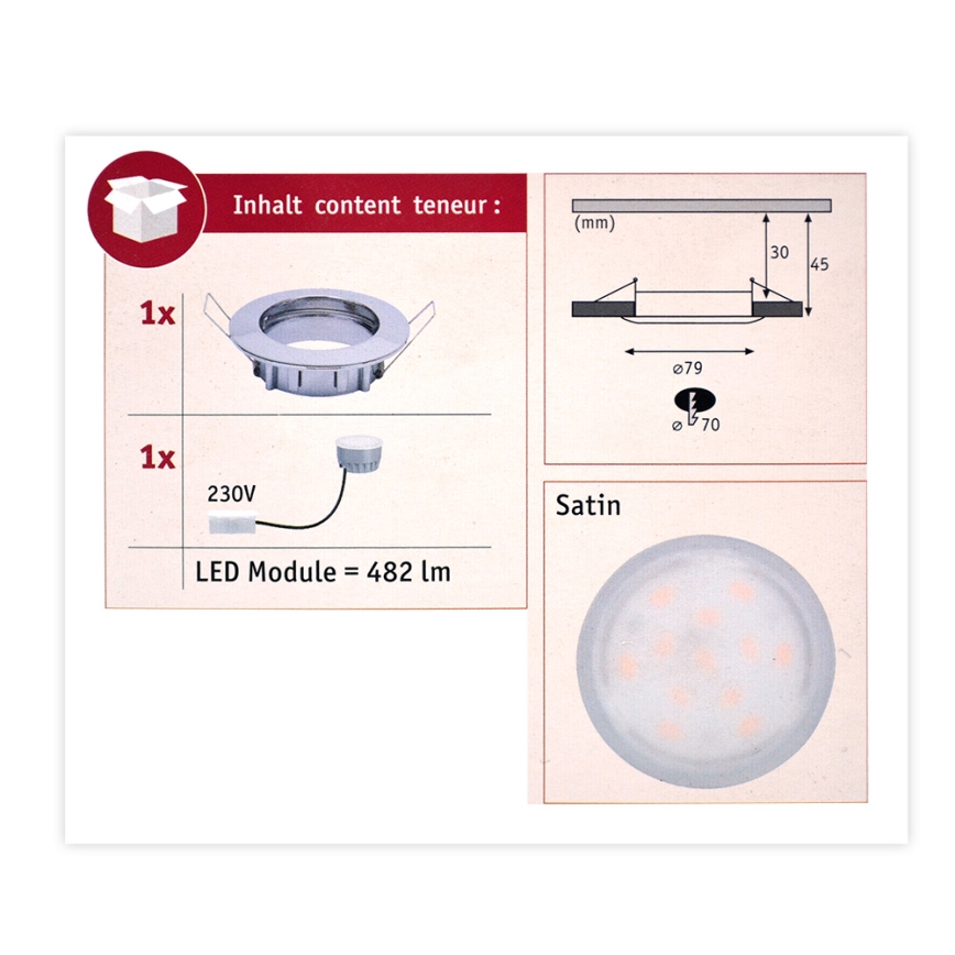 Paulmann 93959 - LED/7W IP44 Ściemnialne oświetlenie łazienkowe COIN 230V