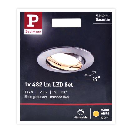 Paulmann 93963 - LED/7W IP23 Ściemniane sufitowe oświetlenie łazienkowe COIN 230V