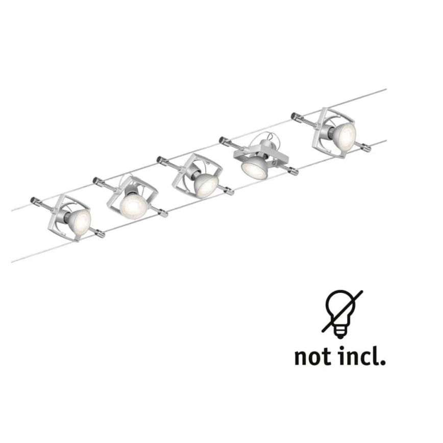 Paulmann 94133 - Zestaw 5 żarówek GU5.3/10W z kompletnym systemem linkowym MAC 230V, matowy chrom